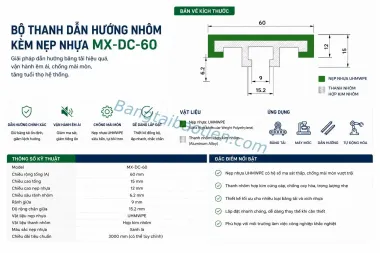 BỘ THANH DẪN HƯỚNG NHÔM KÈM NẸP NHỰA MX-DC-60