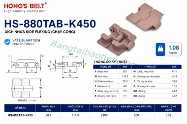 XÍCH NHỰA HS-880TAB-K450