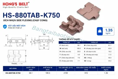 XÍCH NHỰA HS-880TAB-K750
