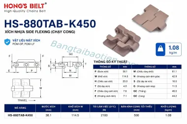 XÍCH NHỰA HS-880TAB-K450
